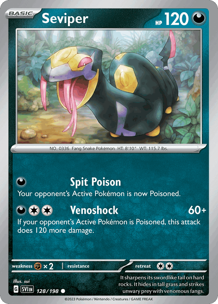 Seviper #128 from Scarlet & Violet - Common - Illustrated by sui