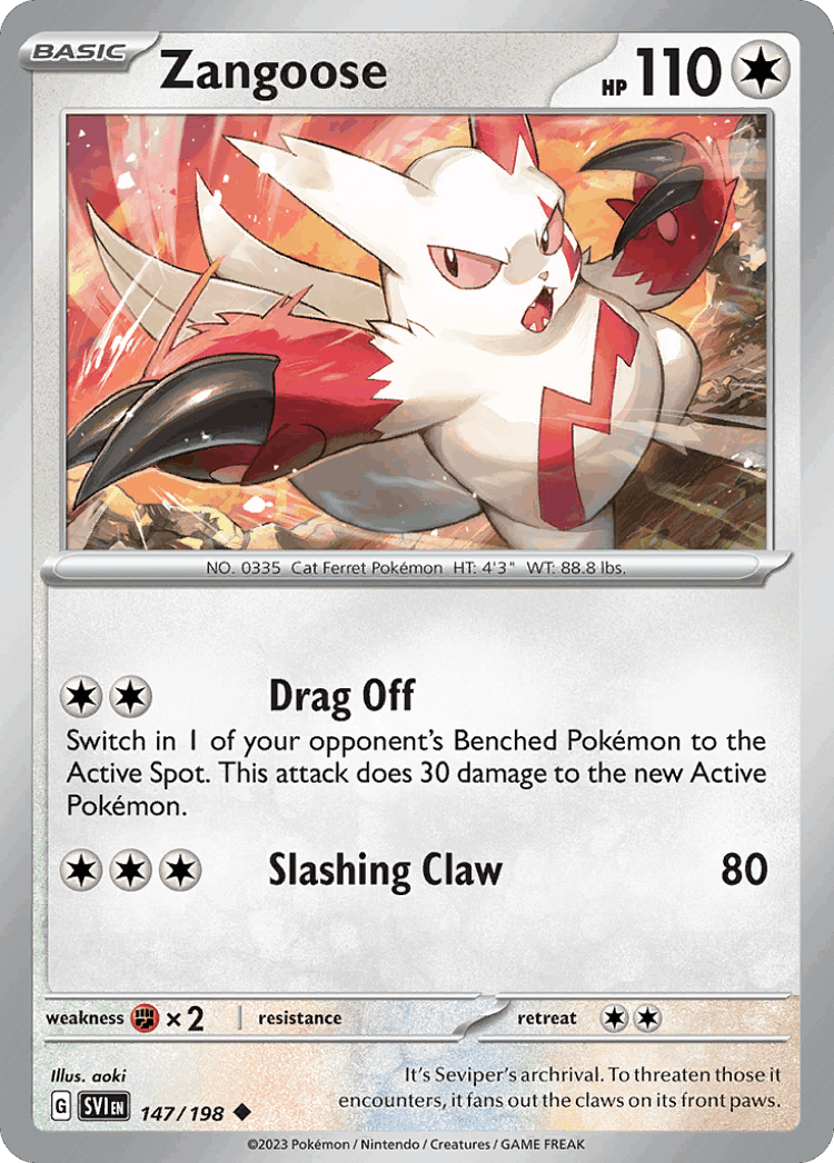 Zangoose #147 from Scarlet & Violet - Uncommon - Illustrated by aoki
