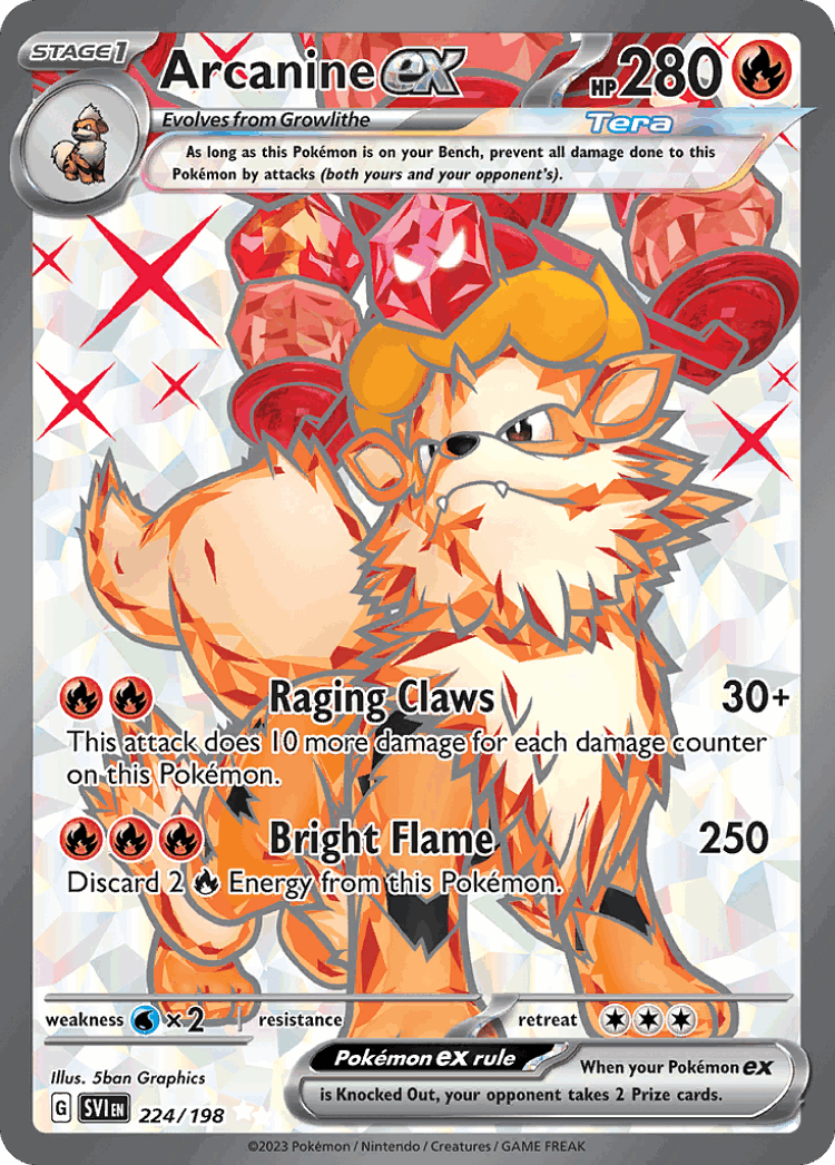 Arcanine ex #224 from Scarlet & Violet - Ultra Rare - Illustrated by 5ban Graphics