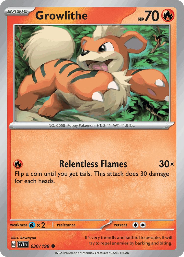 Growlithe #30 from Scarlet & Violet - Common - Illustrated by kawayoo