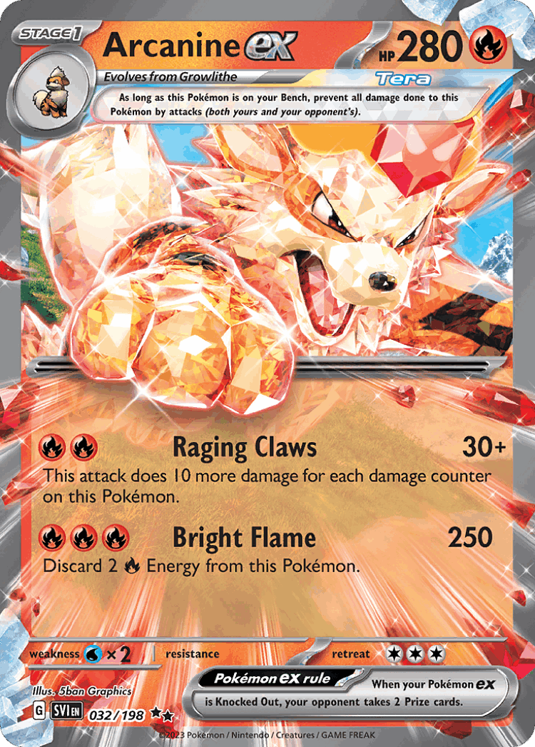 Arcanine ex #32 from Scarlet & Violet - Double Rare - Illustrated by 5ban Graphics