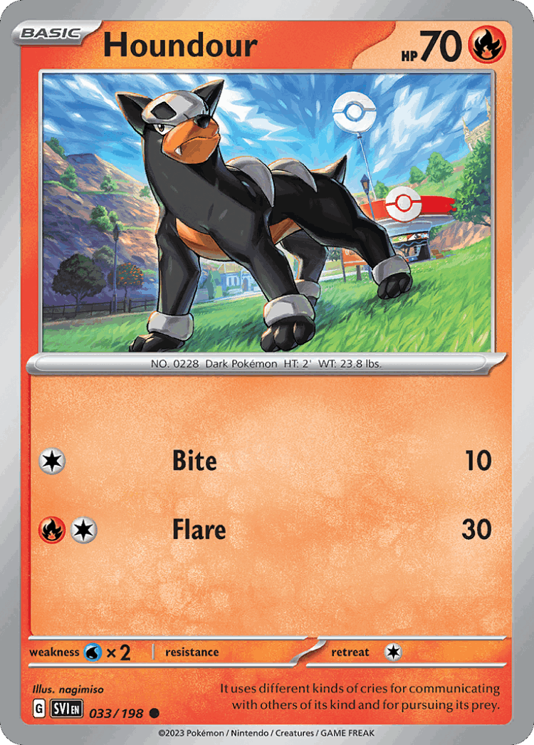 Houndour #33 from Scarlet & Violet - Common - Illustrated by nagimiso
