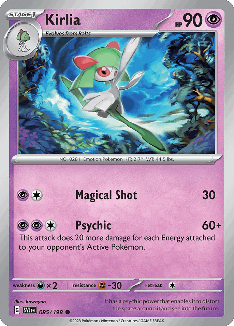 Kirlia #85 from Scarlet & Violet - Common - Illustrated by kawayoo