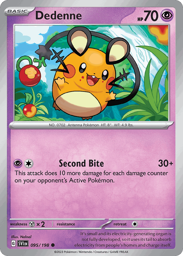 Dedenne #95 from Scarlet & Violet - Common - Illustrated by Nelnal