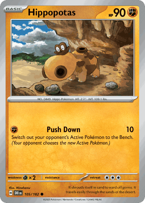 Hippopotas #105 from Destined Rivals - Common - Illustrated by Minahamu