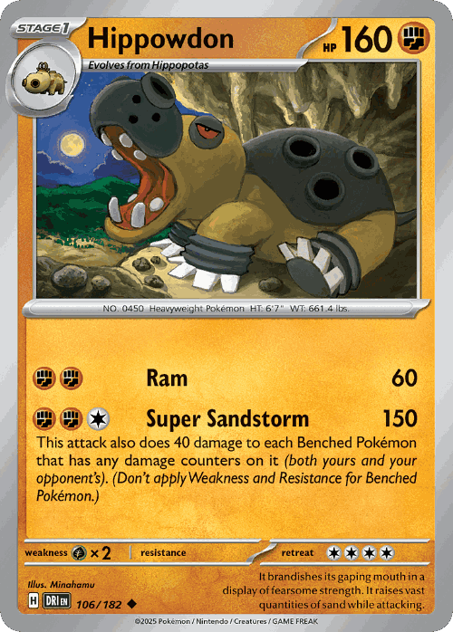 Hippowdon #106 from Destined Rivals - Uncommon - Illustrated by Minahamu