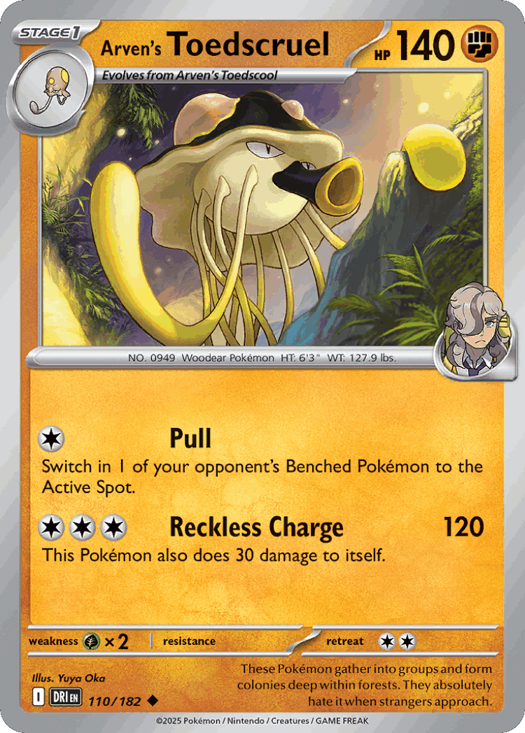 Arven's Toedscruel #110 from Destined Rivals - Uncommon - Illustrated by Yuya Oka