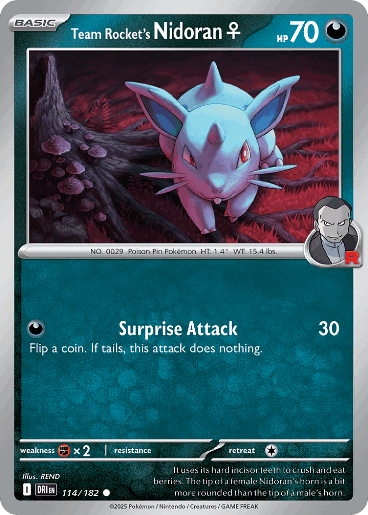 Team Rocket's Nidoran♀ #114 from Destined Rivals - Common - Illustrated by REND