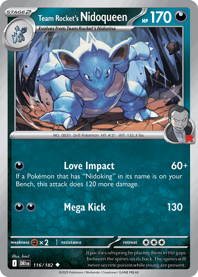 Team Rocket's Nidoqueen #116 from Destined Rivals - Uncommon - Illustrated by hncl