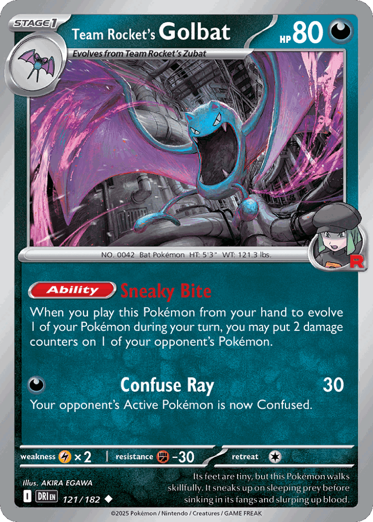 Team Rocket's Golbat #121 from Destined Rivals - Uncommon - Illustrated by AKIRA EGAWA
