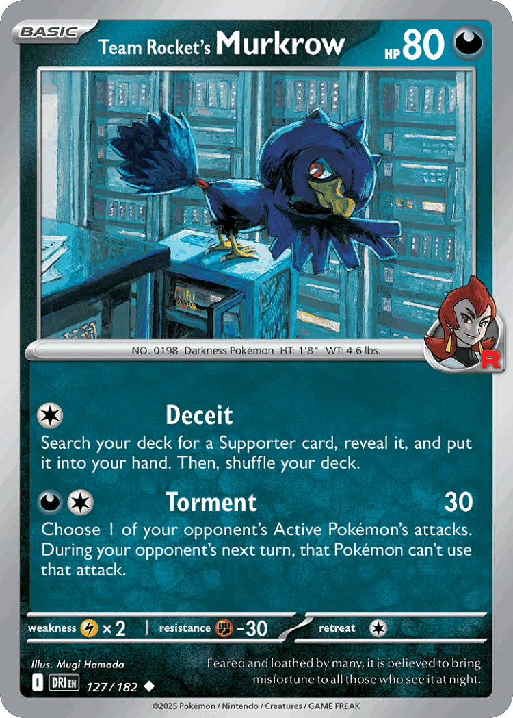 Team Rocket's Murkrow #127 from Destined Rivals - Uncommon - Illustrated by Mugi Hamada