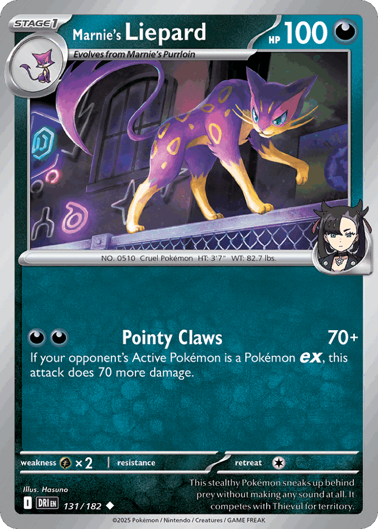 Marnie's Liepard #131 from Destined Rivals - Uncommon - Illustrated by Hasuno