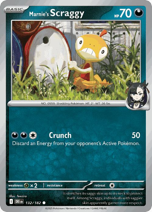 Marnie's Scraggy #132 from Destined Rivals - Common - Illustrated by Teeziro