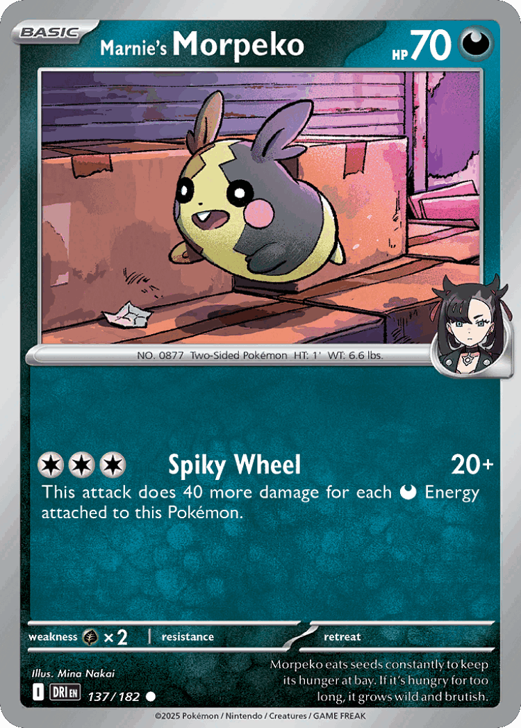 Marnie's Morpeko #137 from Destined Rivals - Common - Illustrated by Mina Nakai