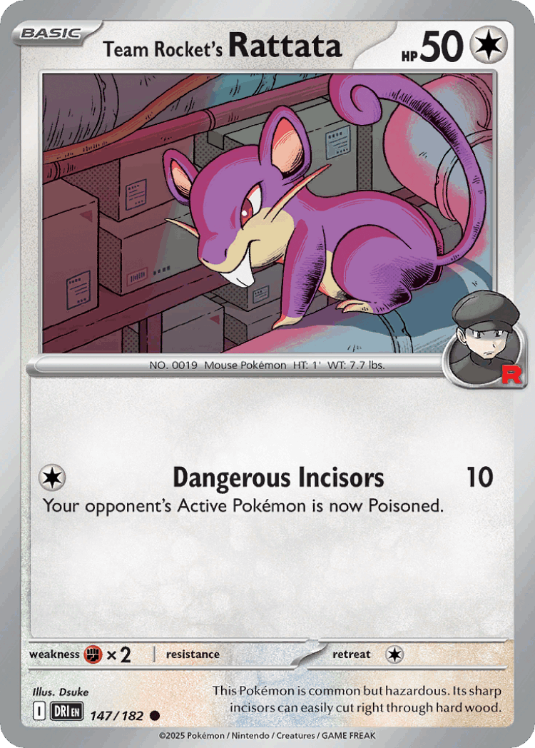 Team Rocket's Rattata #147 from Destined Rivals - Common - Illustrated by Dsuke