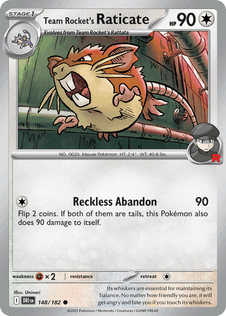 Team Rocket's Raticate #148 from Destined Rivals - Common - Illustrated by Uninori