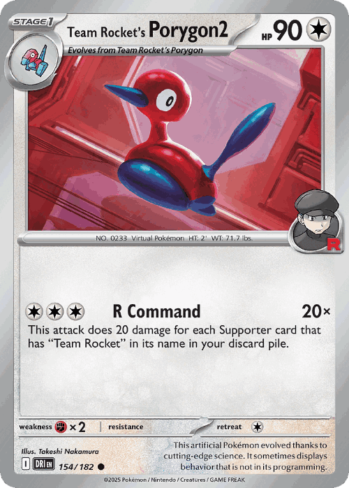 Team Rocket's Porygon2 #154 from Destined Rivals - Common - Illustrated by Takeshi Nakamura
