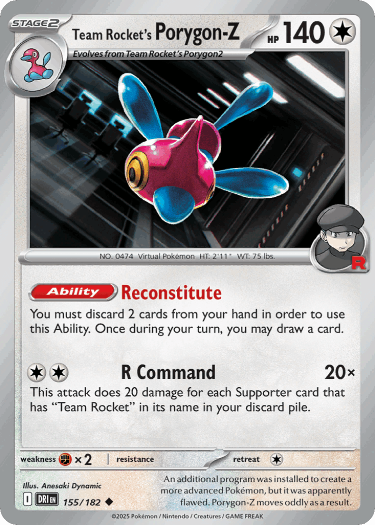Team Rocket's Porygon-Z #155 from Destined Rivals - Uncommon - Illustrated by Anesaki Dynamic