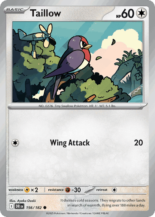 Taillow #156 from Destined Rivals - Common - Illustrated by Ayako Ozaki