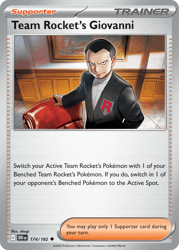 Team Rocket's Giovanni #174 from Destined Rivals - Uncommon - Illustrated by akagi