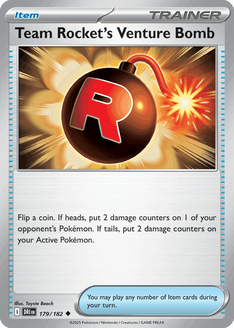 Team Rocket's Venture Bomb #179 from Destined Rivals - Uncommon - Illustrated by Toyste Beach