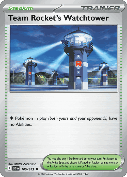 Team Rocket's Watchtower #180 from Destined Rivals - Uncommon - Illustrated by AYUMI ODASHIMA