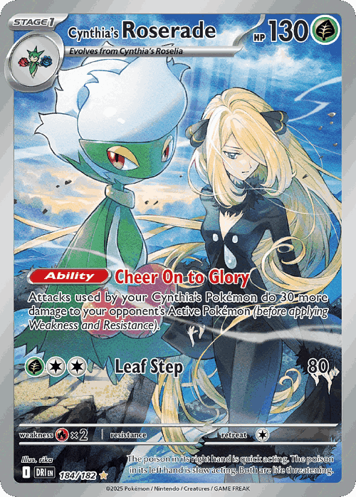 Cynthia's Roserade #184 from Destined Rivals - Illustration Rare - Illustrated by rika