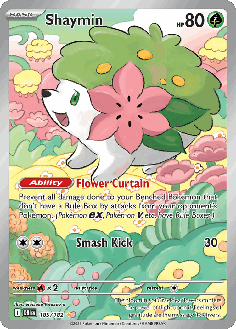Shaymin #185 from Destined Rivals - Illustration Rare - Illustrated by Heisuke Kitazawa