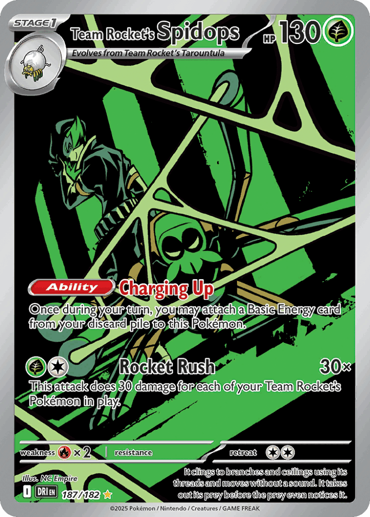 Team Rocket's Spidops #187 from Destined Rivals - Illustration Rare - Illustrated by NC Empire