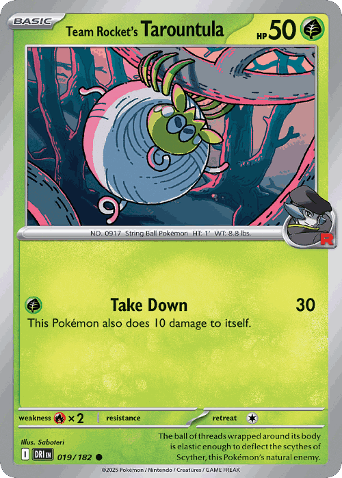 Team Rocket's Tarountula #19 from Destined Rivals - Common - Illustrated by Saboteri