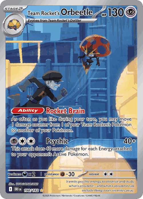 Team Rocket's Orbeetle #198 from Destined Rivals - Illustration Rare - Illustrated by HYOGONOSUKE