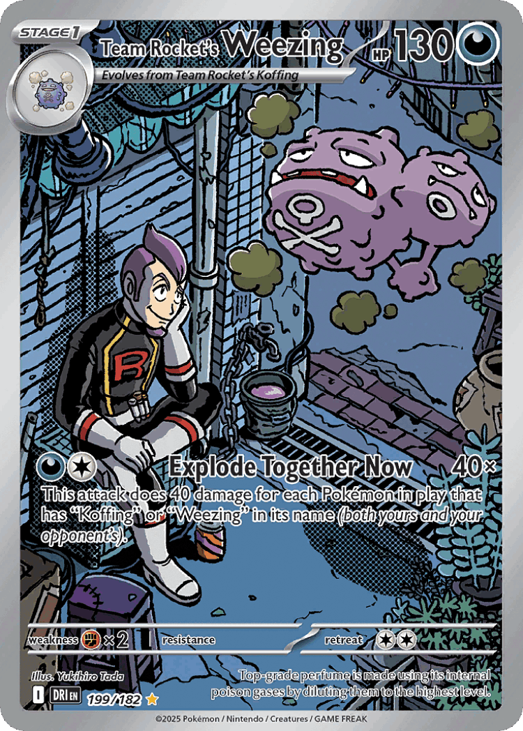 Team Rocket's Weezing #199 from Destined Rivals - Illustration Rare - Illustrated by Yukihiro Tada