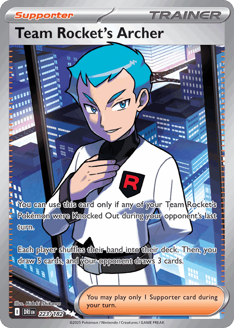 Team Rocket's Archer #223 from Destined Rivals - Ultra Rare - Illustrated by Hideki Ishikawa