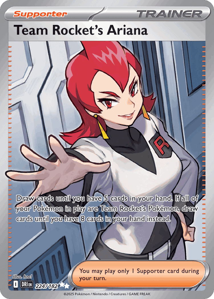 Team Rocket's Ariana #224 from Destined Rivals - Ultra Rare - Illustrated by hncl