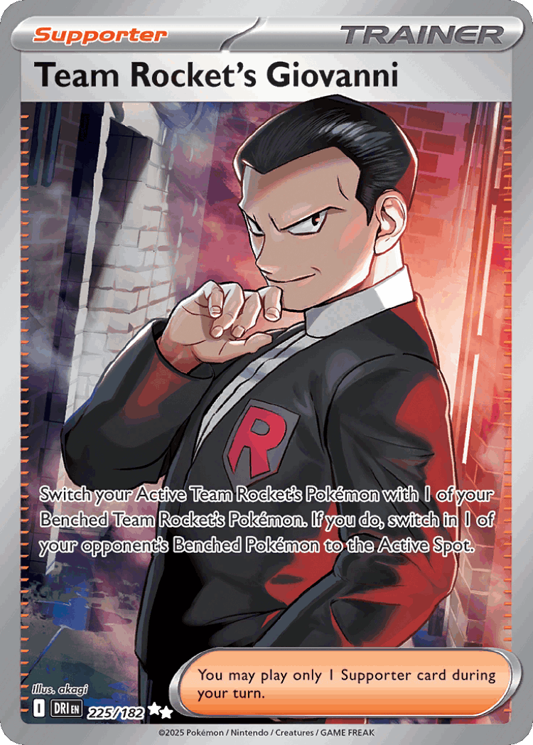 Team Rocket's Giovanni #225 from Destined Rivals - Ultra Rare - Illustrated by akagi