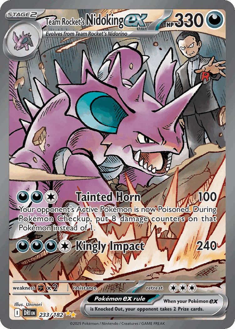 Team Rocket's Nidoking ex #233 from Destined Rivals - Special Illustration Rare - Illustrated by Uninori