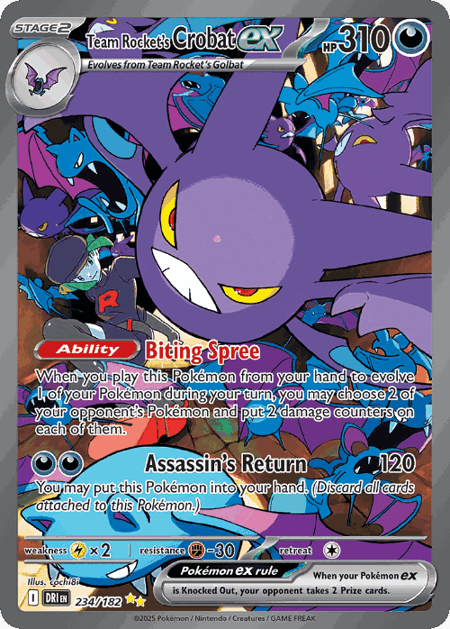 Team Rocket's Crobat ex #234 from Destined Rivals - Special Illustration Rare - Illustrated by cochi8i