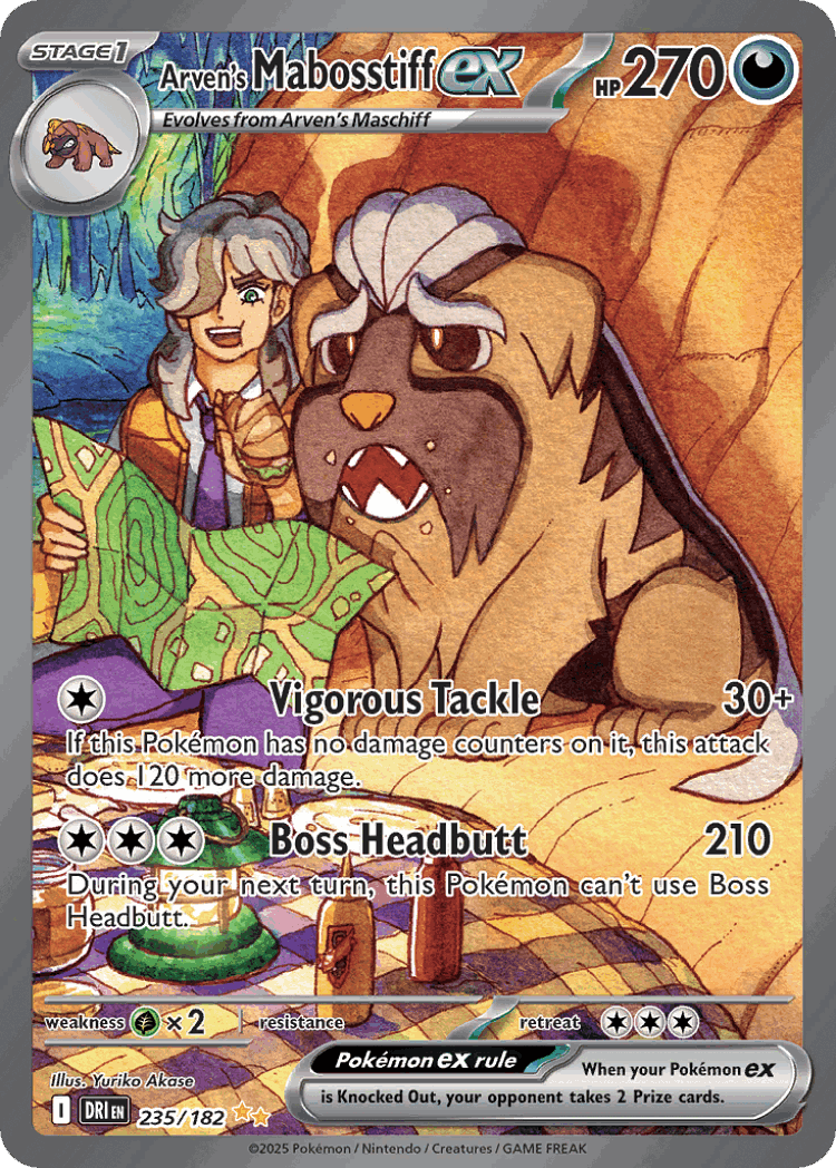 Arven's Mabosstiff ex #235 from Destined Rivals - Special Illustration Rare - Illustrated by Yuriko Akase