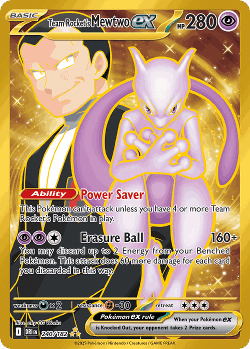Team Rocket's Mewtwo ex #240 from Destined Rivals - Hyper Rare - Illustrated by aky CG Works