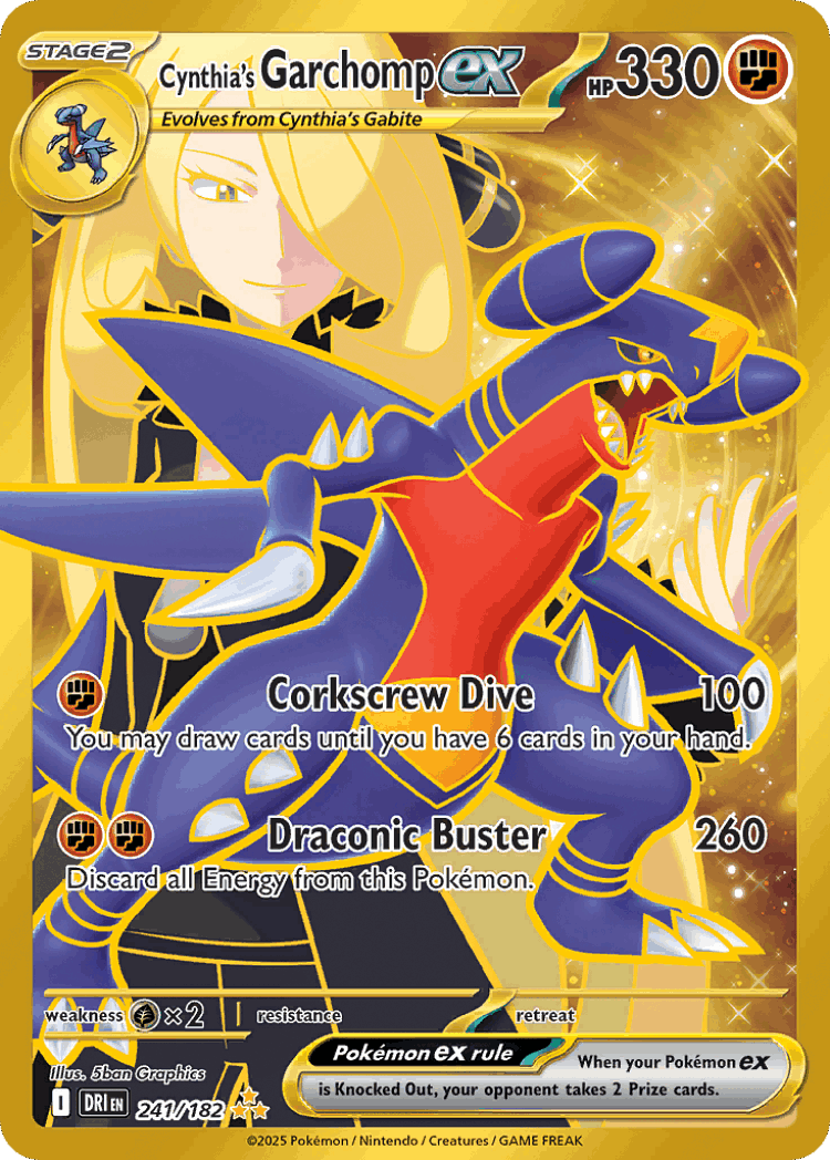 Cynthia's Garchomp ex #241 from Destined Rivals - Hyper Rare - Illustrated by 5ban Graphics