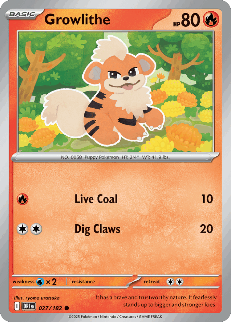 Growlithe #27 from Destined Rivals - Common - Illustrated by ryoma uratsuka