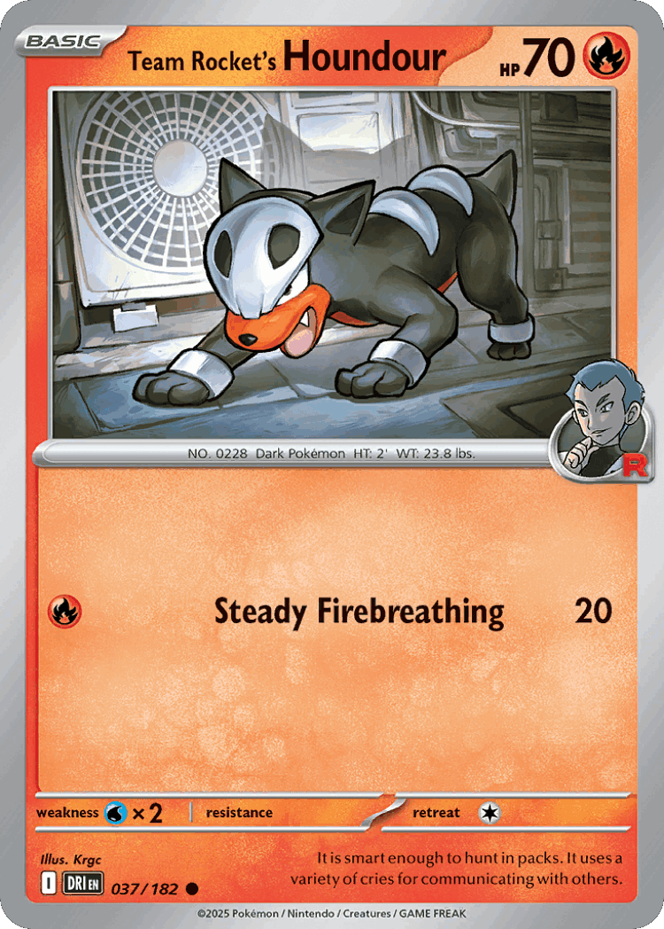 Team Rocket's Houndour #37 from Destined Rivals - Common - Illustrated by Krgc