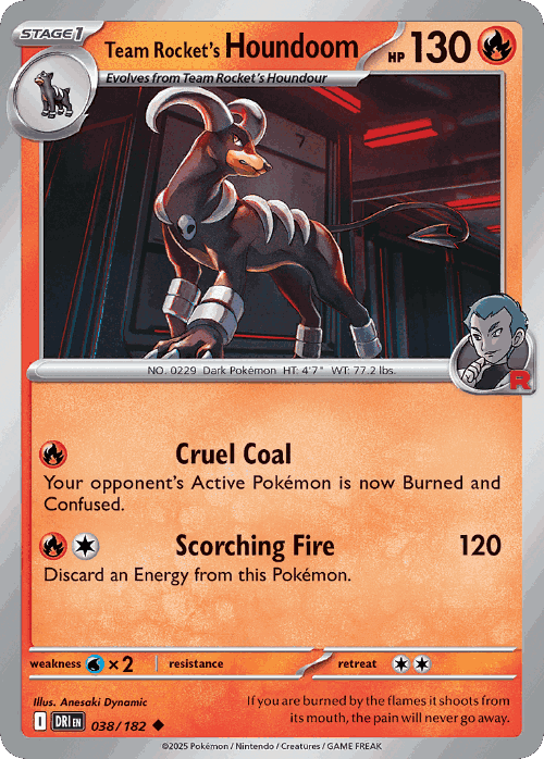 Team Rocket's Houndoom #38 from Destined Rivals - Uncommon - Illustrated by Anesaki Dynamic