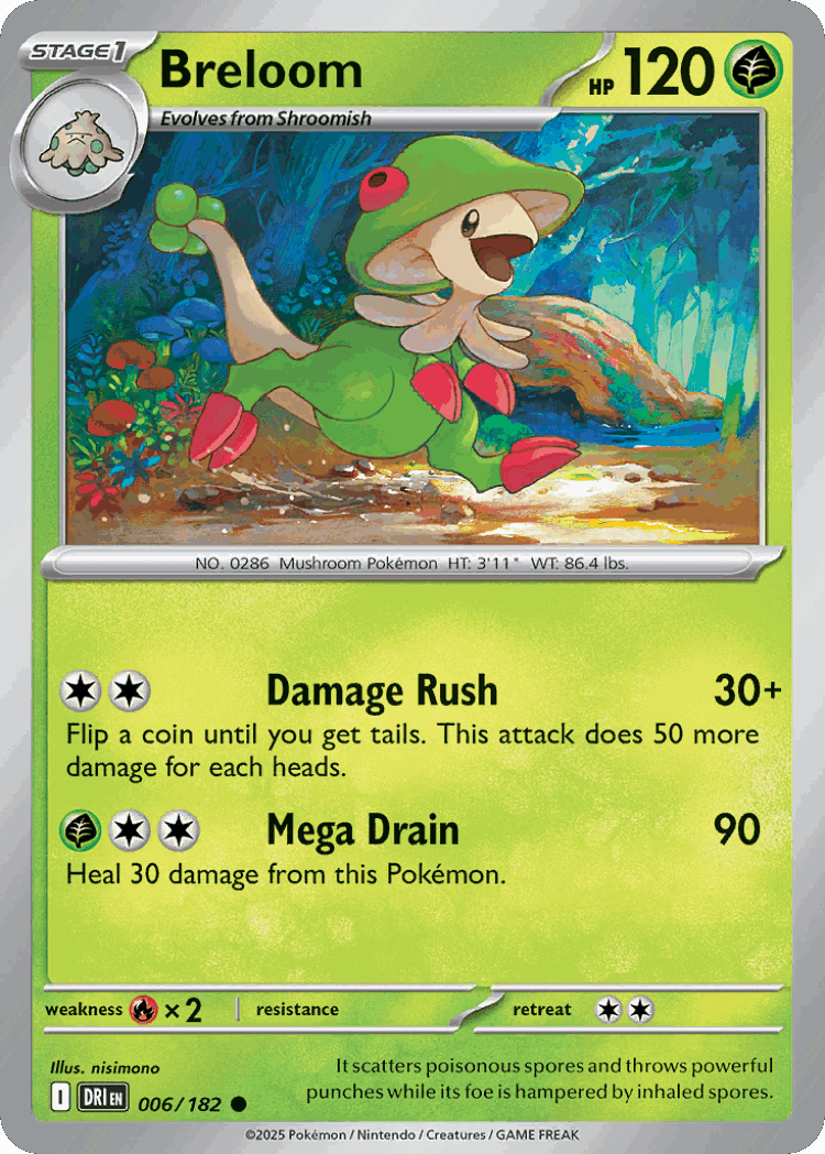 Breloom #6 from Destined Rivals - Common - Illustrated by nisimono