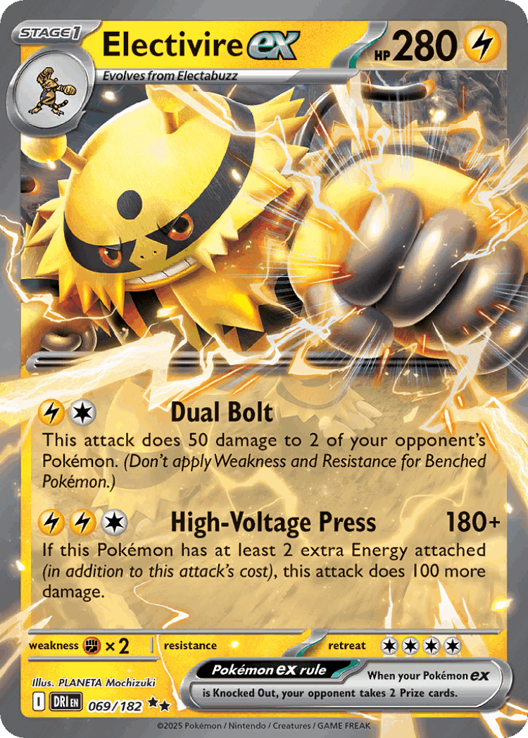 Electivire ex #69 from Destined Rivals - Double Rare - Illustrated by PLANETA Mochizuki