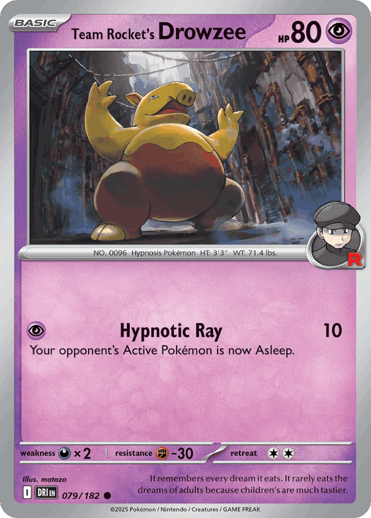 Team Rocket's Drowzee #79 from Destined Rivals - Common - Illustrated by matazo