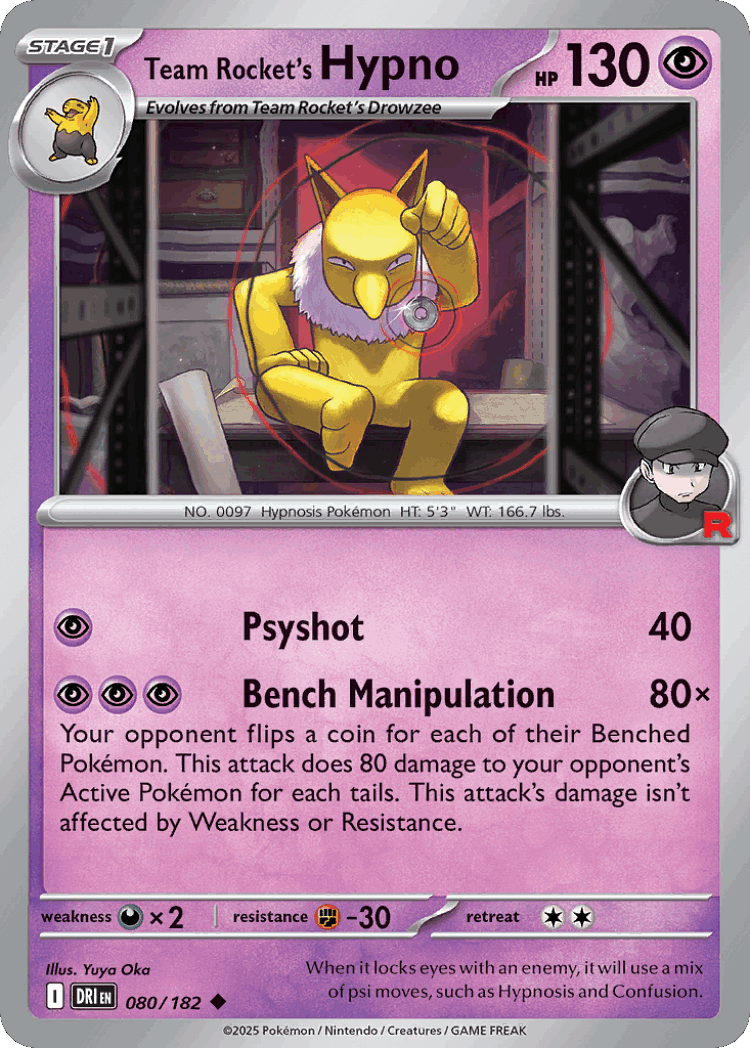 Team Rocket's Hypno #80 from Destined Rivals - Uncommon - Illustrated by Yuya Oka