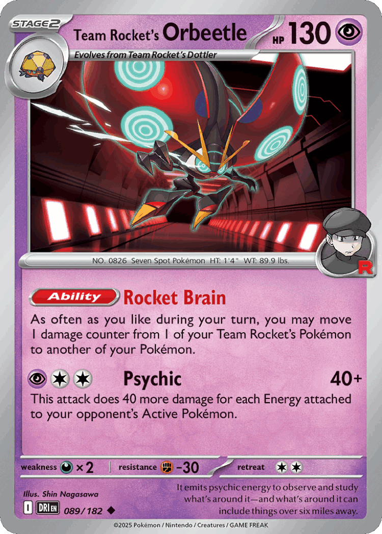 Team Rocket's Orbeetle #89 from Destined Rivals - Uncommon - Illustrated by Shin Nagasawa