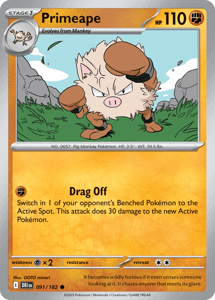 Primeape #91 from Destined Rivals - Common - Illustrated by GOTO minori