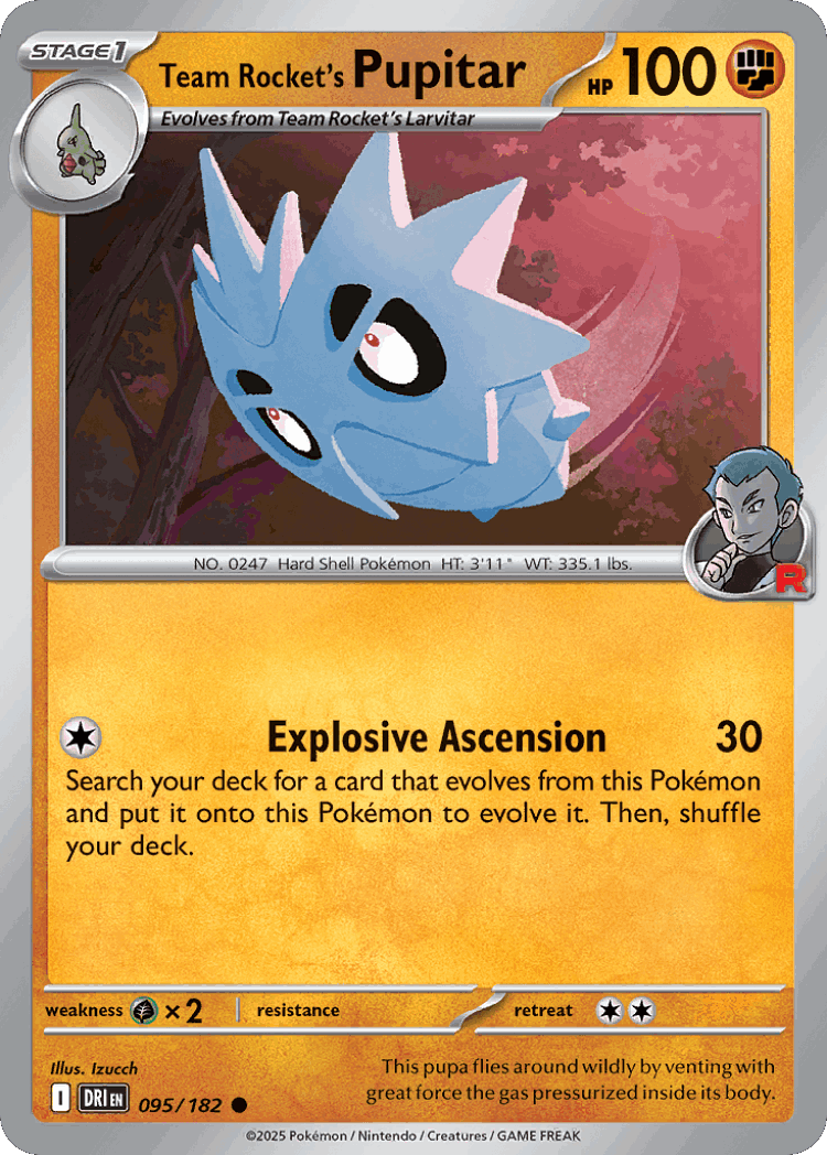Team Rocket's Pupitar #95 from Destined Rivals - Common - Illustrated by Izucch